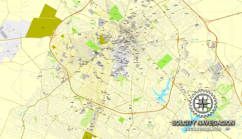 Lexington, Kentucky, US printable vector street City Plan map, full editable, Adobe PDF