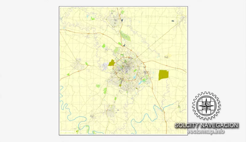 Map vector Lexington, Kentucky, US printable vector street City Plan map, full editable, Adobe Illustrator