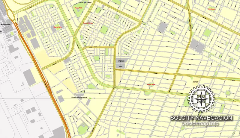 Map vector Lima, Peru, 2 part map, printable vector street City Plan map, full editable, Adobe illustrator Map for design, print, arts, projects, presentations, for architects, designers and builders
