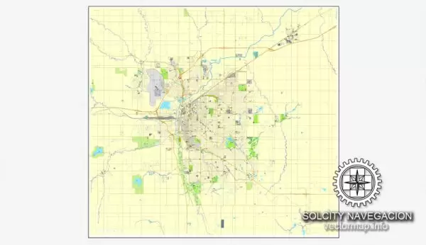 Map vector Lincoln, Nebraska, US printable vector street City Plan map, full editable, Adobe Illustrator Map for design, print, arts, projects, presentations, for architects, designers and builders