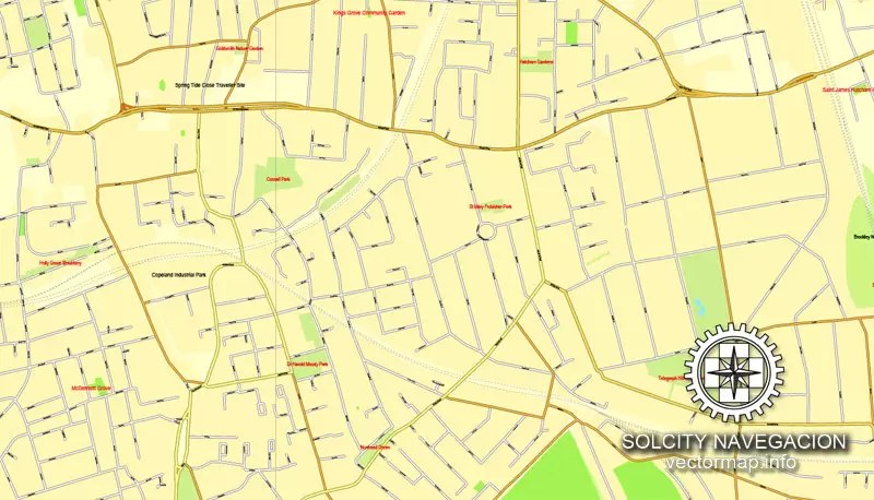 Map London, vector England UK Great Britain, printable vector street City Plan map in 4 parts, full editable, Adobe Illustrator