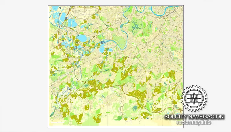 Map London, vector England UK Great Britain, printable vector street City Plan map in 4 parts, full editable, Adobe Illustrator