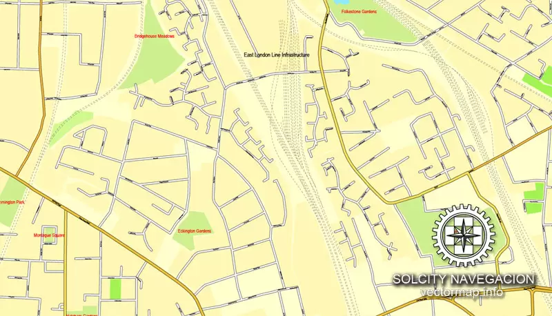Map London, vector England UK Great Britain, printable vector street City Plan map in 4 parts, full editable, Adobe Illustrator
