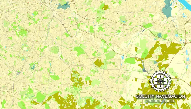 Map London, vector England UK Great Britain, printable vector street City Plan map in 4 parts, full editable, Adobe Illustrator