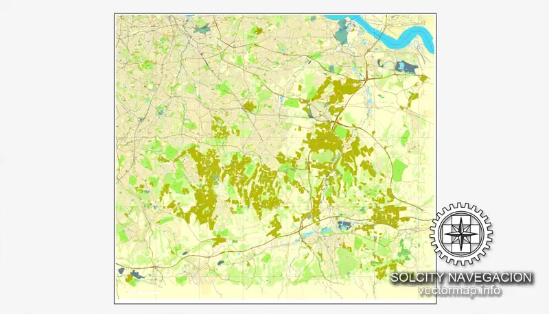 Map London, vector England UK Great Britain, printable vector street City Plan map in 4 parts, full editable, Adobe Illustrator