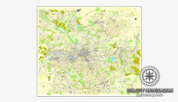 Manchester, UK Great Britain, printable vector street City Plan map, full editable, Adobe Illustrator
