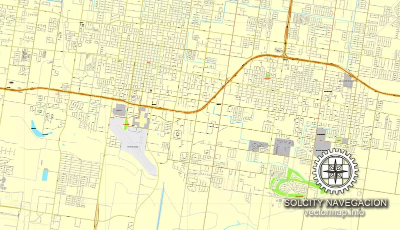 Map vector MCallen, Texas, US printable vector street City Plan map, full editable, Adobe Illustrator Map for design, print, arts, projects, presentations, for architects, designers and builders.