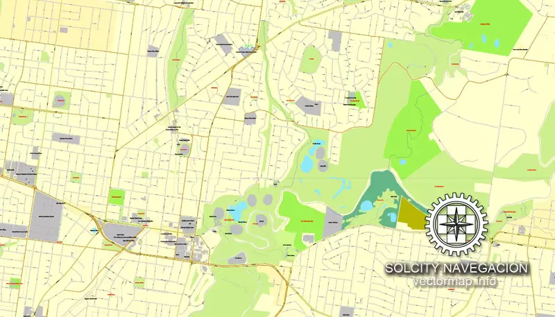 Map vector Melbourn, Australia, printable vector street 4 parts City Plan map, full editable, Adobe illustrator Map for design, print, arts, projects, presentations, for architects, designers and builders