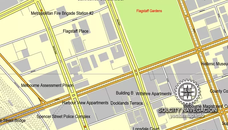 Map vector Melbourn, Australia, printable vector street 4 parts City Plan map, full editable, Adobe illustrator Map for design, print, arts, projects, presentations, for architects, designers and builders