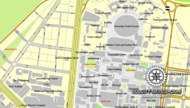 Map vector Melbourn, Australia, printable vector street 4 parts City Plan map, full editable, Adobe illustrator Map for design, print, arts, projects, presentations, for architects, designers and builders