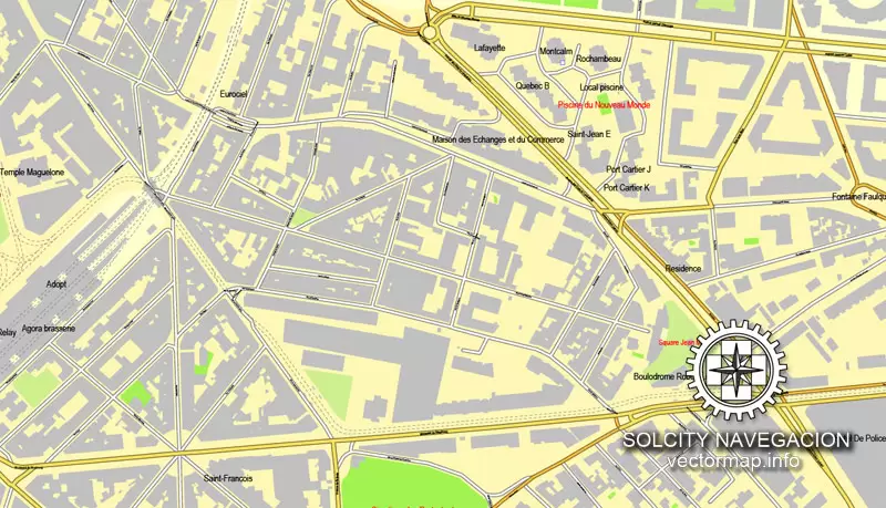 Map vector Montpellier, France printable vector street City Plan map, full editable, Adobe Illustrator Map for design, print, arts, projects, presentations, for architects, designers and builders