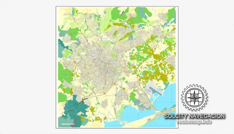 Map vector Montpellier, France printable vector street City Plan map, full editable, Adobe Illustrator Map for design, print, arts, projects, presentations, for architects, designers and builders