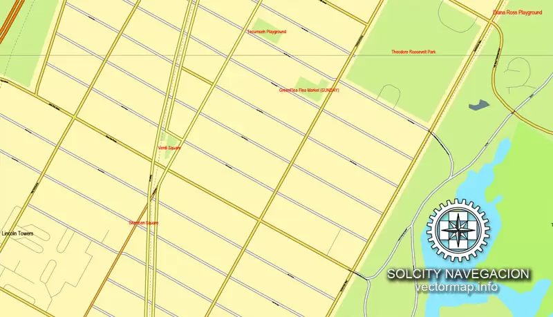 Map vector New York Grande Map, US printable vector street City Plan 4 parts map, full editable, Adobe Illustrator Map for design, print, arts, projects, presentations, for architects, designers and builders