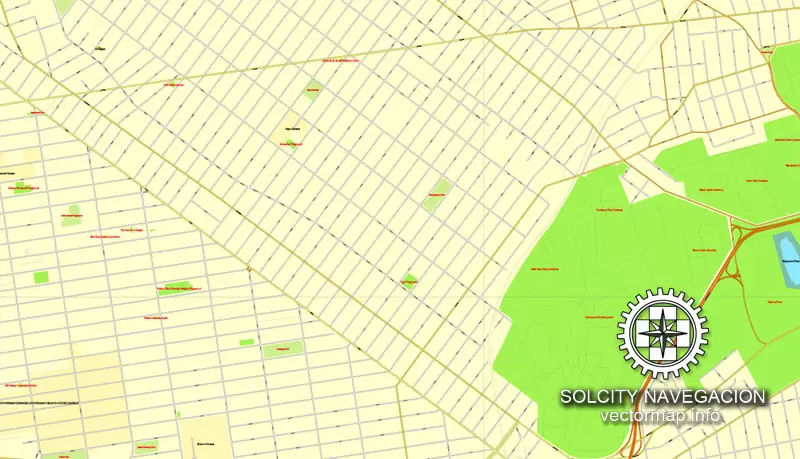 Map vector New York Grande Map, US printable vector street City Plan 4 parts map, full editable, Adobe Illustrator Map for design, print, arts, projects, presentations, for architects, designers and builders