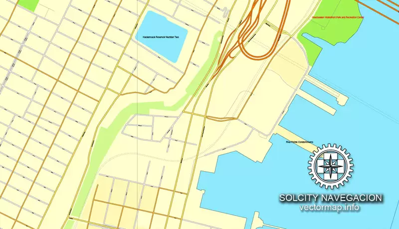 Map vector New York Grande Map, US printable vector street City Plan 4 parts map, full editable, Adobe Illustrator Map for design, print, arts, projects, presentations, for architects, designers and builders