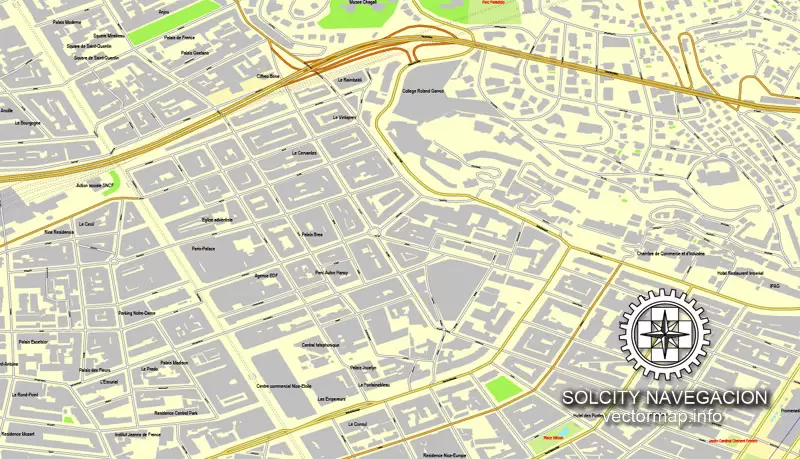 Map vector Nice, France printable vector street City Plan map, full editable, Adobe Illustrator Map for design, print, arts, projects, presentations, for architects, designers and builders