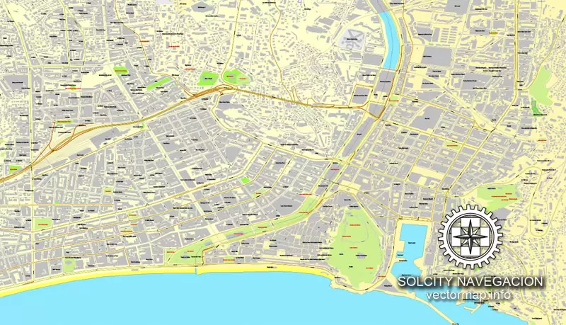 Map vector Nice, France printable vector street City Plan map, full editable, Adobe Illustrator Map for design, print, arts, projects, presentations, for architects, designers and builders