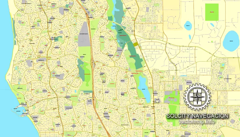 Map vector Perth, Australia, printable vector street City Plan map, full editable, Adobe illustrator Map for design, print, arts, projects, presentations, for architects, designers and builders