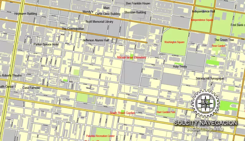 Map vector Philadelphia, Pennsylvania, US printable vector street City Plan map, full editable, Adobe illustrator Map for design, print, arts, projects, presentations, for architects, designers and builders