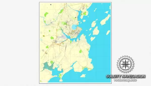 Map vector Portland, Maine, US printable vector street City Plan map, full editable, Adobe Illustrator Map for design, print, arts, projects, presentations, for architects, designers and builders
