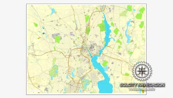 Map vector Providence, Rhode-Island, US printable vector street City Plan map, full editable, Adobe Illustrator Map for design, print, arts, projects, presentations, for architects, designers and builders