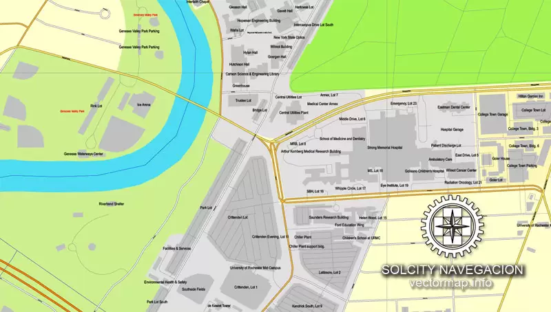 Map vector Rochester, New York, US printable vector street City Plan map, full editable, Adobe Illustrator Map for design, print, arts, projects, presentations, for architects, designers and builders