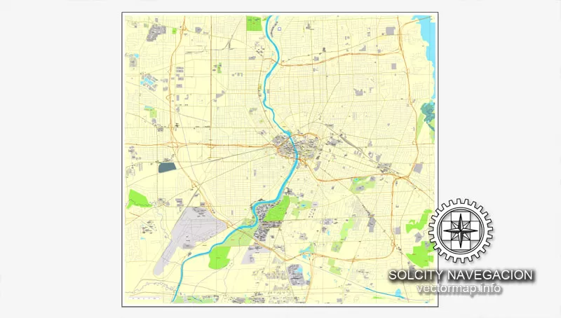 Map vector Rochester, New York, US printable vector street City Plan map, full editable, Adobe Illustrator Map for design, print, arts, projects, presentations, for architects, designers and builders