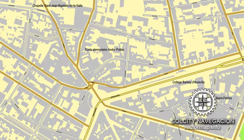 Map vector Rouen, France printable vector street City Plan map, full editable, Adobe Illustrator Map for design, print, arts, projects, presentations, for architects, designers and builders
