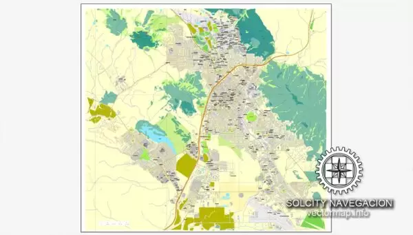 Map vector San Luis Obispo, California, US printable vector street City Plan map, full editable, Adobe Illustrator Map for design, print, arts, projects, presentations, for architects, designers and builders