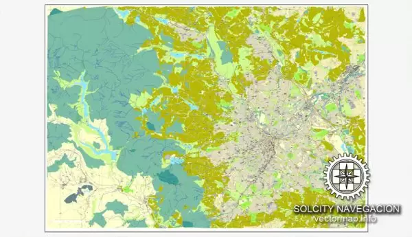 Sheffield, UK Great Britain, printable vector street City Plan map, full editable, Adobe Illustrator