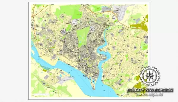 Map vector Southampton, England, UK Great Britain, printable vector street City Plan map, full editable, Adobe Illustrator