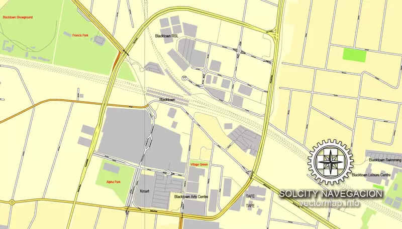 Map vector Sydney, Australia, printable vector street 4 parts City Plan map, full editable, Adobe illustrator Map for design, print, arts, projects, presentations, for architects, designers and builders