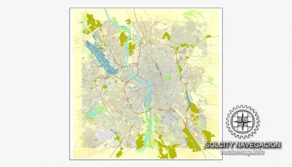 Map vector Toulouse, France printable vector street City Plan map, full editable, Adobe Illustrator Map for design, print, arts, projects, presentations, for architects, designers and builders