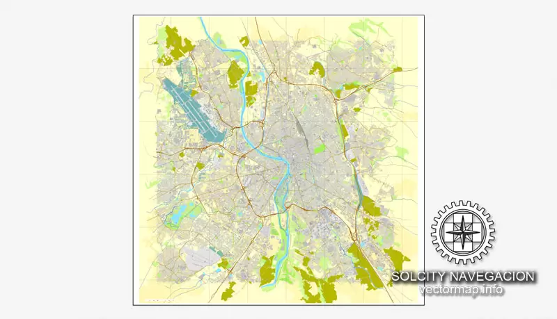 Map vector Toulouse, France printable vector street City Plan map, full editable, Adobe Illustrator Map for design, print, arts, projects, presentations, for architects, designers and builders