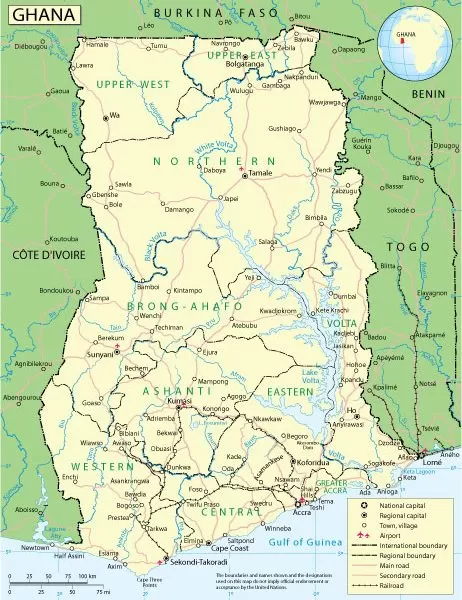 Free vector map Ghana, Adobe Illustrator, download now maps vector clipart >>>>> Map for design, projects, presentation free to use as you like.