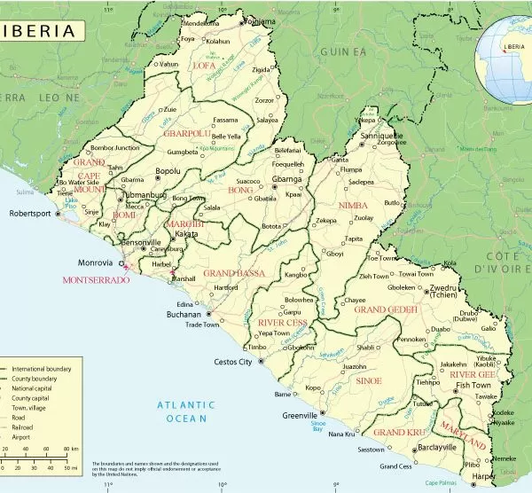 Free vector map Liberia, Adobe Illustrator, download now maps vector clipart >>>>> Map for design, projects, presentation free to use as you like.