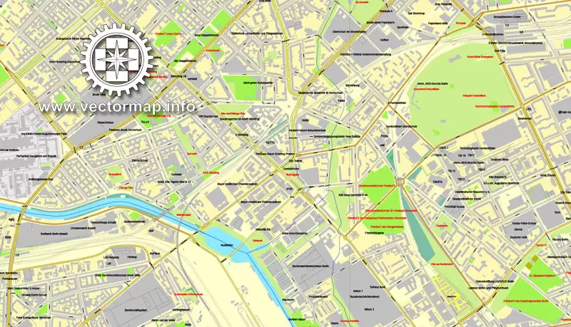 Map vector Berlin, Germany, printable vector street City Plan map in 4 parts, full editable, Adobe illustrator Map for design, print, arts, projects, presentations, for architects, designers and builders