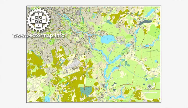 Map vector Berlin, Germany, printable vector street City Plan map in 4 parts, full editable, Adobe illustrator Map for design, print, arts, projects, presentations, for architects, designers and builders
