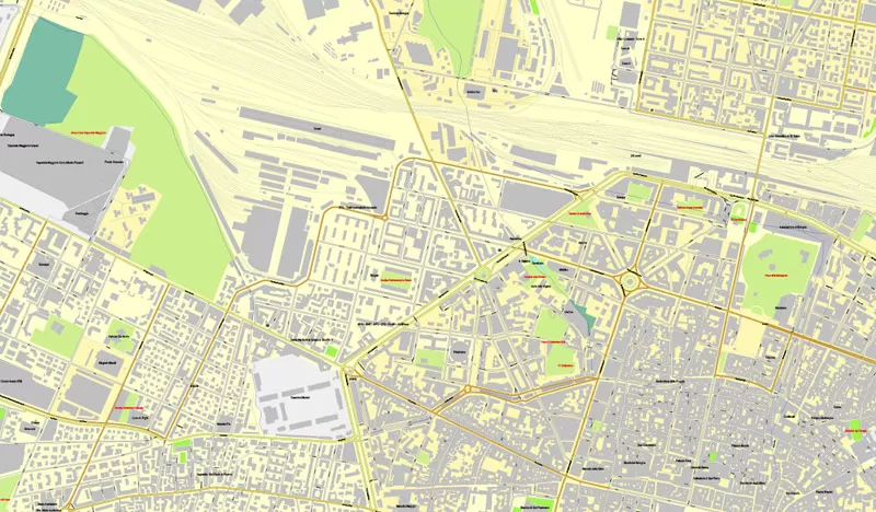 Bologna, Italy, printable vector street map City Plan, full editable, Adobe Illustrator, Royalty free, full vector, scalable, editable, text format street names