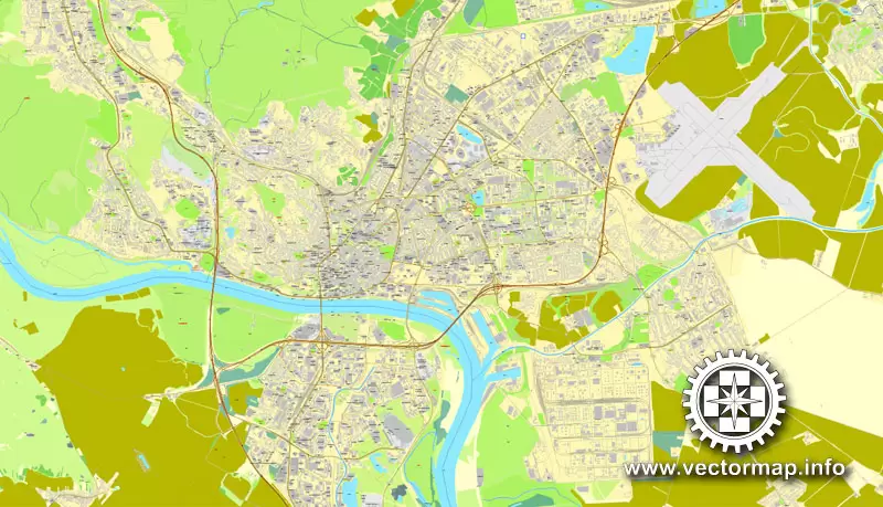 Bratislava, Slovakia, printable vector street map, City Plan, full editable, Adobe Illustrator, Royalty free, full vector, scalable, editable, text format street names