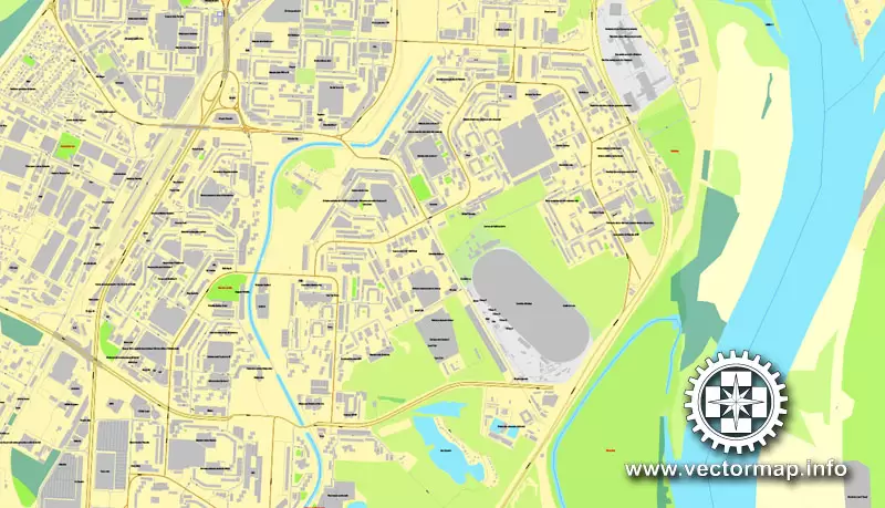 Bratislava, Slovakia, printable vector street map, City Plan, full editable, Adobe Illustrator, Royalty free, full vector, scalable, editable, text format street names