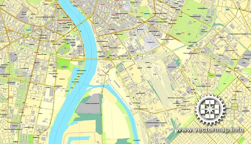 Map vector Budapest, Hungary, printable vector street City Plan map, full editable, Adobe illustrator Map for design, print, arts, projects, presentations, for architects, designers and builders