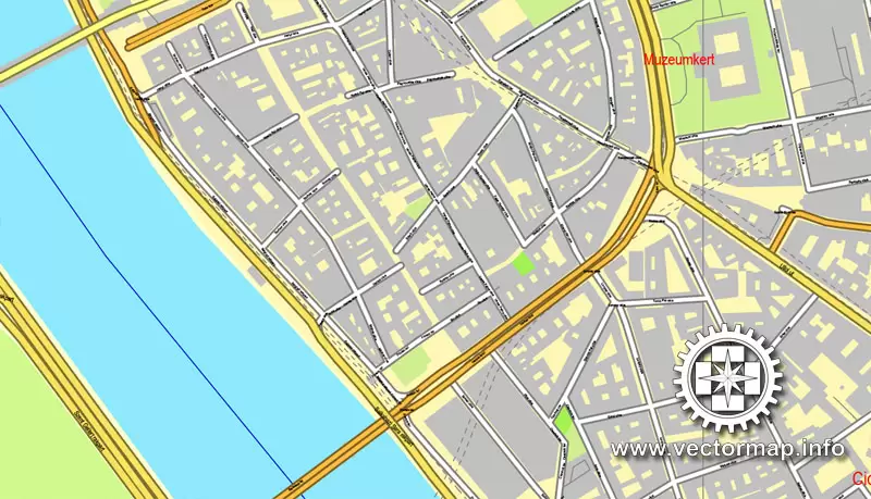 Map vector Budapest, Hungary, printable vector street City Plan map, full editable, Adobe illustrator Map for design, print, arts, projects, presentations, for architects, designers and builders