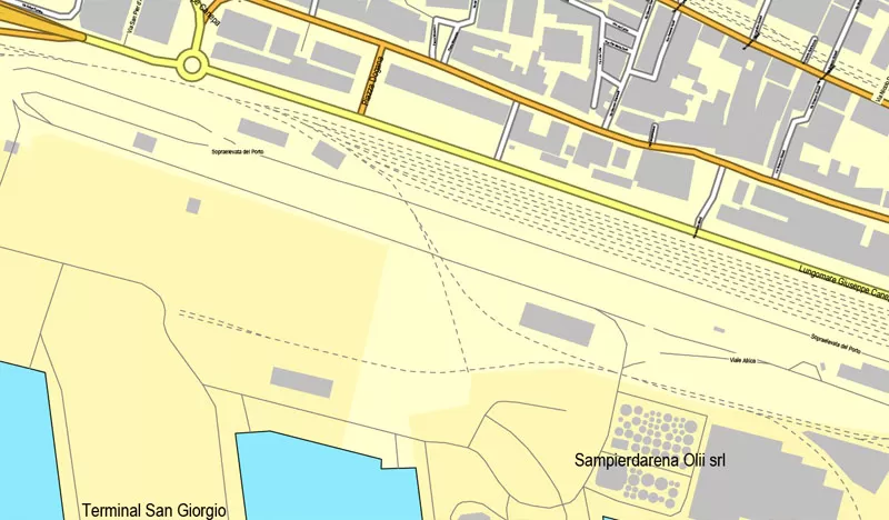 Genova / Genoa, Italy, printable vector street map City Plan, full editable, Adobe Illustrator, Royalty free, full vector, scalable, editable, text format street names