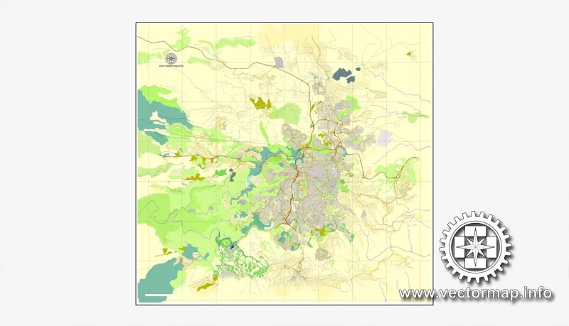 Jerusalem, Israel, printable vector street map, City Plan, full editable, Adobe Illustrator, Royalty free