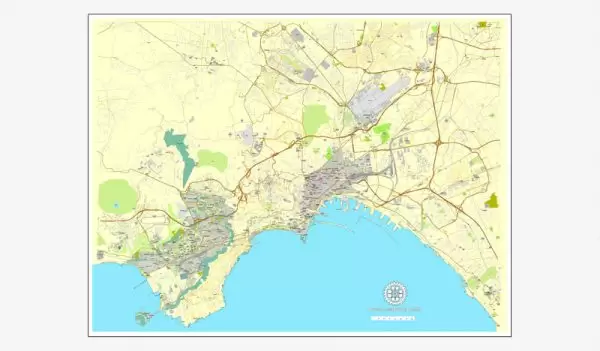 Naples / Napoli, Italy, printable vector street map City Plan, full editable, Adobe Illustrator, Royalty free, full vector, scalable, editable, text format street names