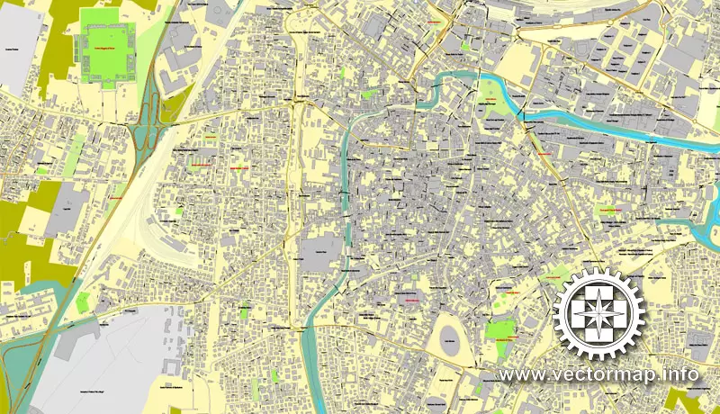 Padova / Padua, Italy, printable vector street map City Plan, full editable, Adobe Illustrator, Royalty free