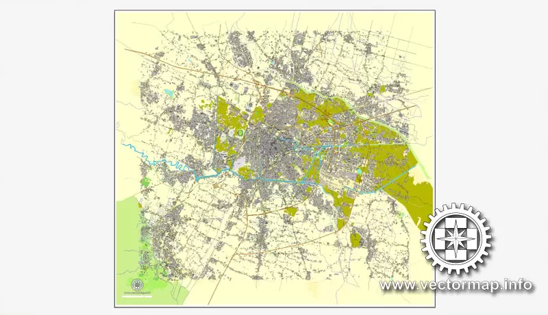 Padova / Padua, Italy, printable vector street map City Plan, full editable, Adobe Illustrator, Royalty free
