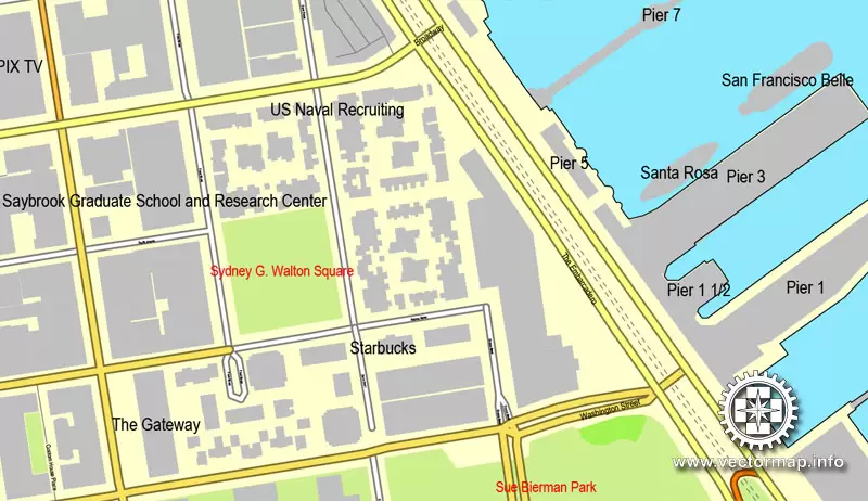 Map vector San Francisco, version 2, map, California, US, printable, vector street, City Plan map, full editable, Adobe Illustrator, full vector Map for design, print, arts, projects, presentations, for architects, designers and builders