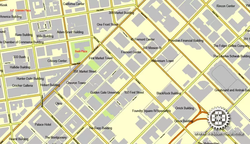 Map vector San Francisco, version 2, map, California, US, printable, vector street, City Plan map, full editable, Adobe Illustrator, full vector Map for design, print, arts, projects, presentations, for architects, designers and builders